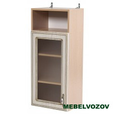 Шкаф-витрина навесной 300 с открытой полкой Флоренция (высота 920) фото от Мебельвозов в Нижнем Новгороде