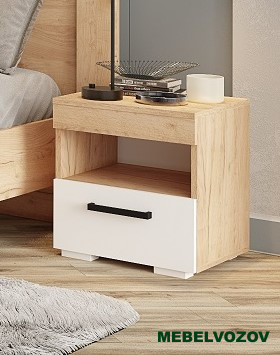 фото Тумба прикроватная Адель (белый/дуб крафт) от магазина Мебельвозов в Нижнем Новгороде Тумба прикроватная Адель (белый/дуб крафт) от магазина Мебельвозов в Нижнем Новгороде