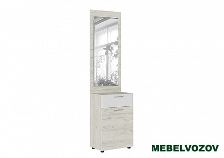 САФАРИ ТМ-002 Тумба с зеркалом (Дуб крафт белый) от магазина Мебельвозов в Нижнем Новгороде