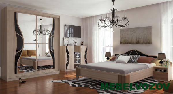 Шкаф-купе Оскар 11-2 (Ясень шимо светлый/Черное стекло) от компании Мебельвозов в Нижнем Новгороде