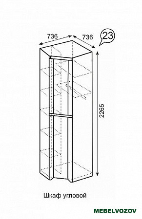 Твист Шкаф угловой 23 от компании Мебельвозов в Нижнем Новгороде