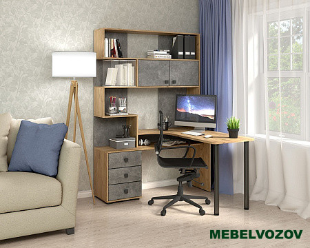 Компьютерный стол СК-10 (дуб крафт золотой/ателье светлое) детальное изображение от магазина mebelvozov.ru в Нижнем Новгороде