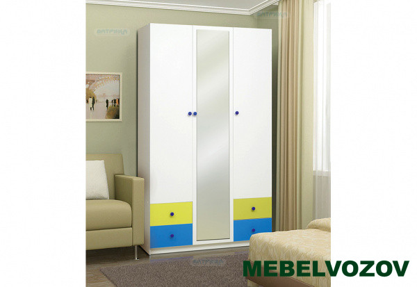 Шкаф 3-х дверный с ящиками и зеркалом &quot;Радуга&quot;  детальное изображение от магазина mebelvozov.ru в Нижнем Новгороде