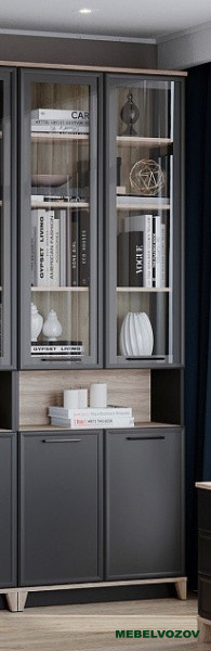 Aurelio 7 (гостиная) Шкаф для книг (модуль 176), Антрацит-Блеквуд Сатиновый - фото от компании Мебельвозов Aurelio 7 (гостиная) Шкаф для книг (модуль 176), Антрацит-Блеквуд Сатиновый от компании Мебельвозов