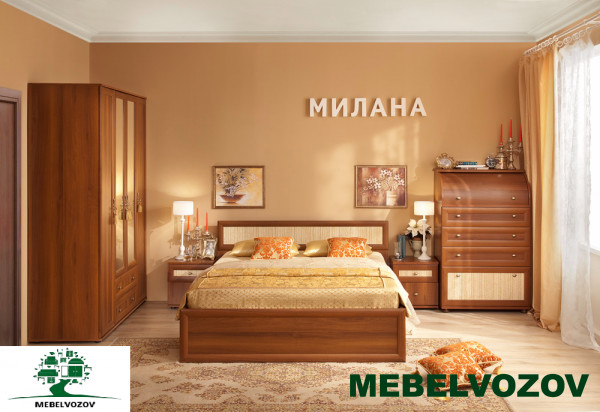 Кровать двуспальная 5 Милана 1800 см (Орех) от магазина Мебельвозов в Нижнем Новгороде