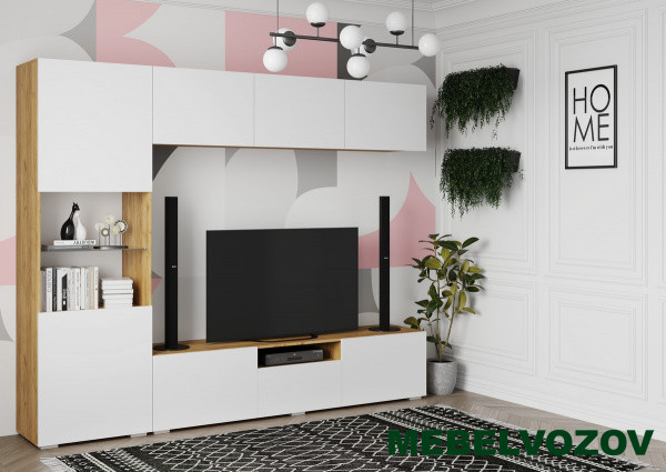 СТЕНФОРД НМ Стенка МДФ (Дуб крафт золотой/Белый матовый) от интернет магазина Mebelvozov в Нижнем Новгороде