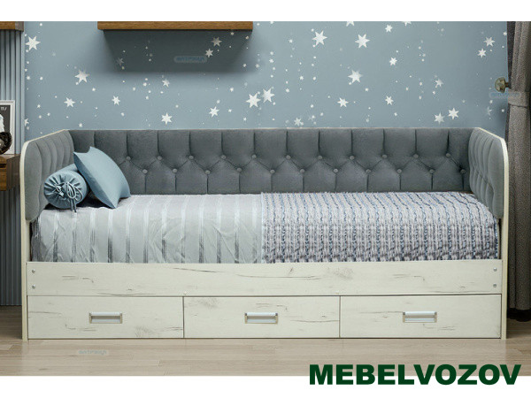 Кровать с продольной мягкой спинкой "Софа №14.1" (900) детальное изображение от магазина mebelvozov.ru в Нижнем Новгороде