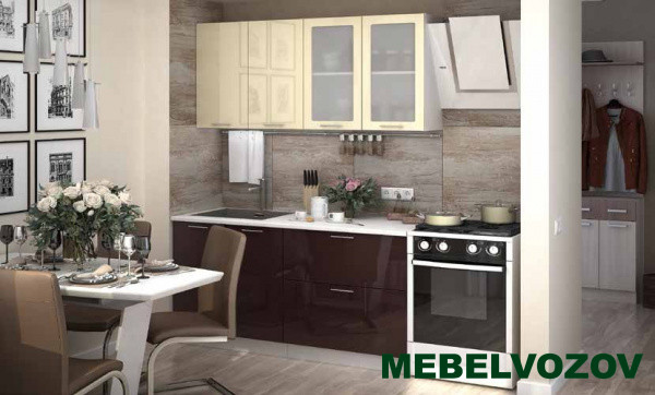 Кухонный гарнитур Ксения 1600 (ваниль/шоколад) H=920 от магазина Мебельвозов в Нижнем Новгороде