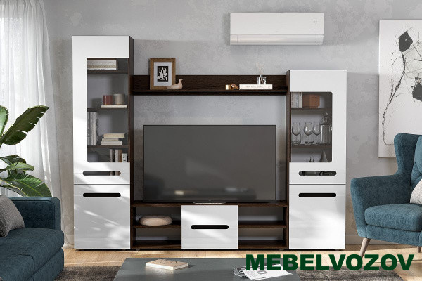 Стенка в гостиную "МГС 6" Исполнение 1 (Венге / Белый глянец) - фото от интернет магазина Mebelvozov в Нижнем Новгороде Стенка в гостиную "МГС 6" Исполнение 1 (Венге / Белый глянец) от интернет магазина Mebelvozov в Нижнем Новгороде