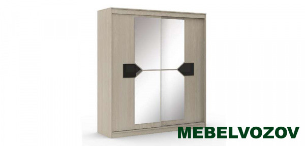 Шкаф-купе Оскар 11-1 (Ясень шимо светлый/Черное стекло) от компании Мебельвозов в Нижнем Новгороде