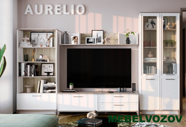 AURELIO гостиная. Комплект 1 (Белый-Блеквуд Сатиновый) от Mebelvozov в Нижнем Новгороде