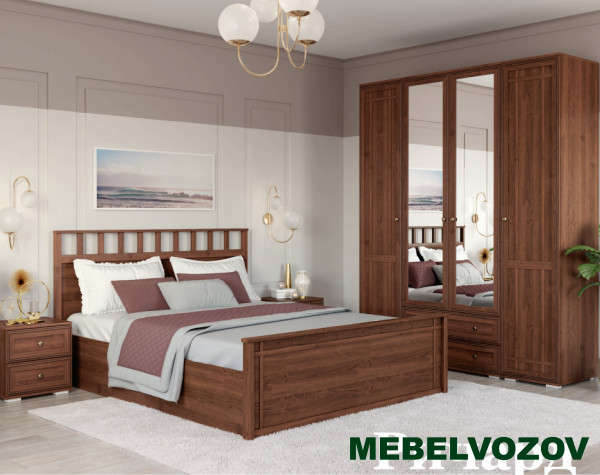 Шкаф двухстворчатый с зеркалом РШ-24 Ричард (орех донской) от компании Мебельвозов в Нижнем Новгороде