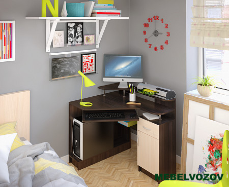 Стол компьютерный Интел-5(Бодега темный/ Бодега светлый) от магазина Мебельвозов в Нижнем Новгороде