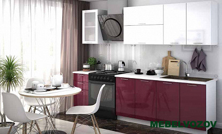 Кухонный гарнитур Ксения 2000 (белый/бордо) H=720 от магазина Мебельвозов в Нижнем Новгороде